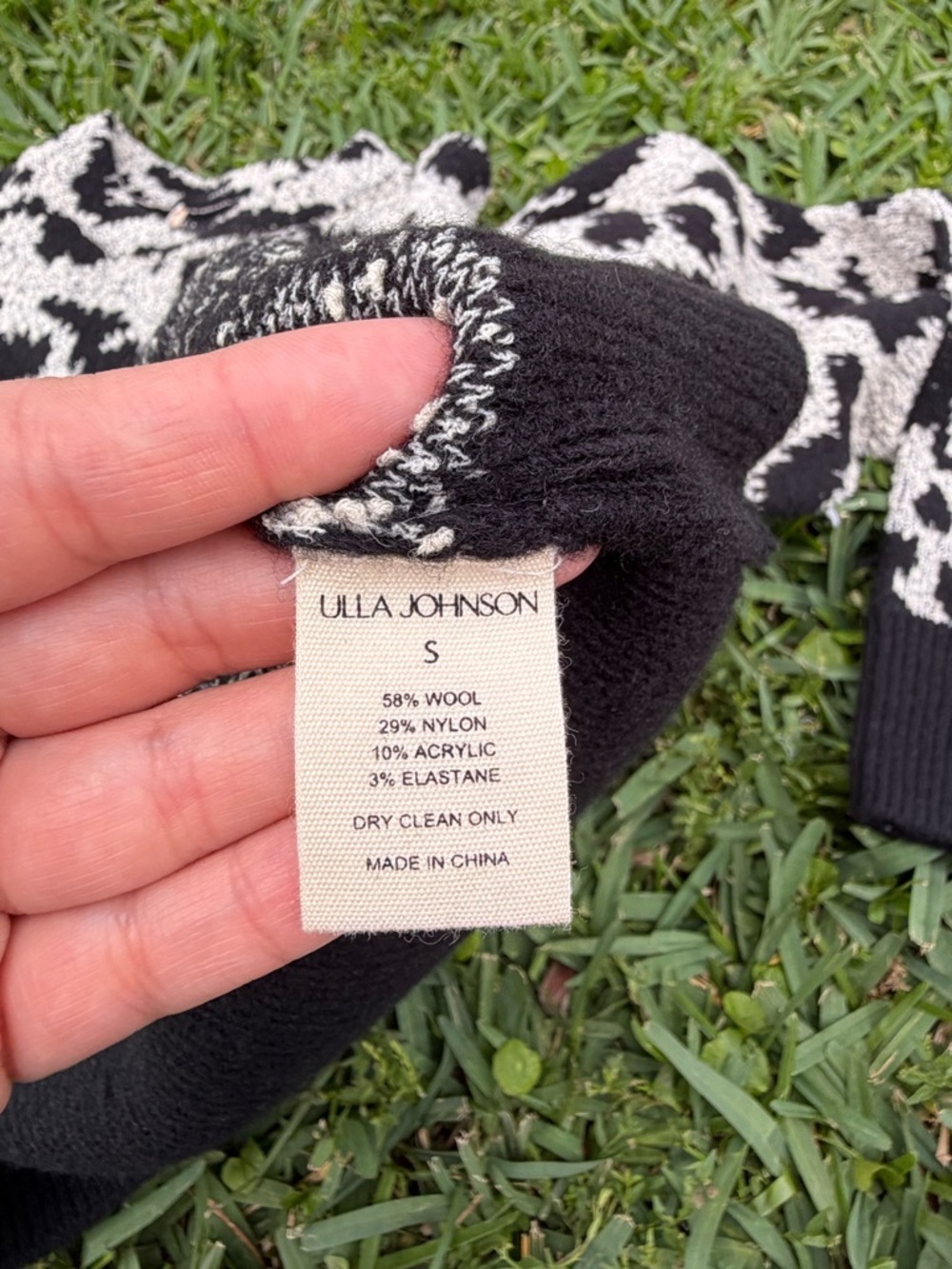 Ulla Johnson Nalla Pullover Onyx Animal Print Sweater Small Wool Blend - Picture 8 of 9